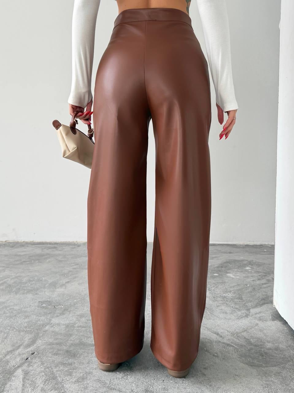 Camel leather pant