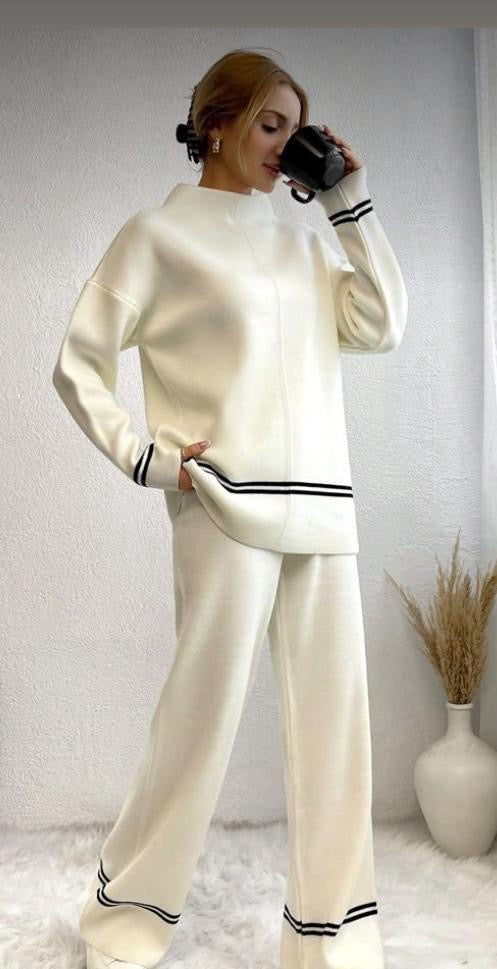 Striped Beige Knit Set