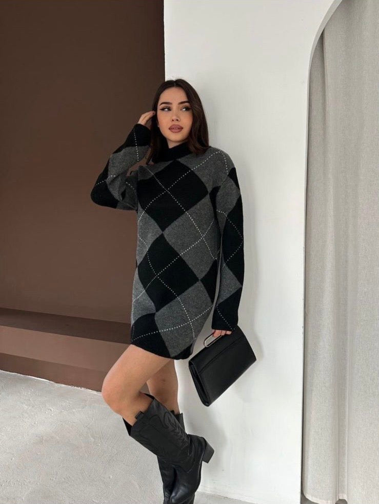 Argyle Knit Dress
