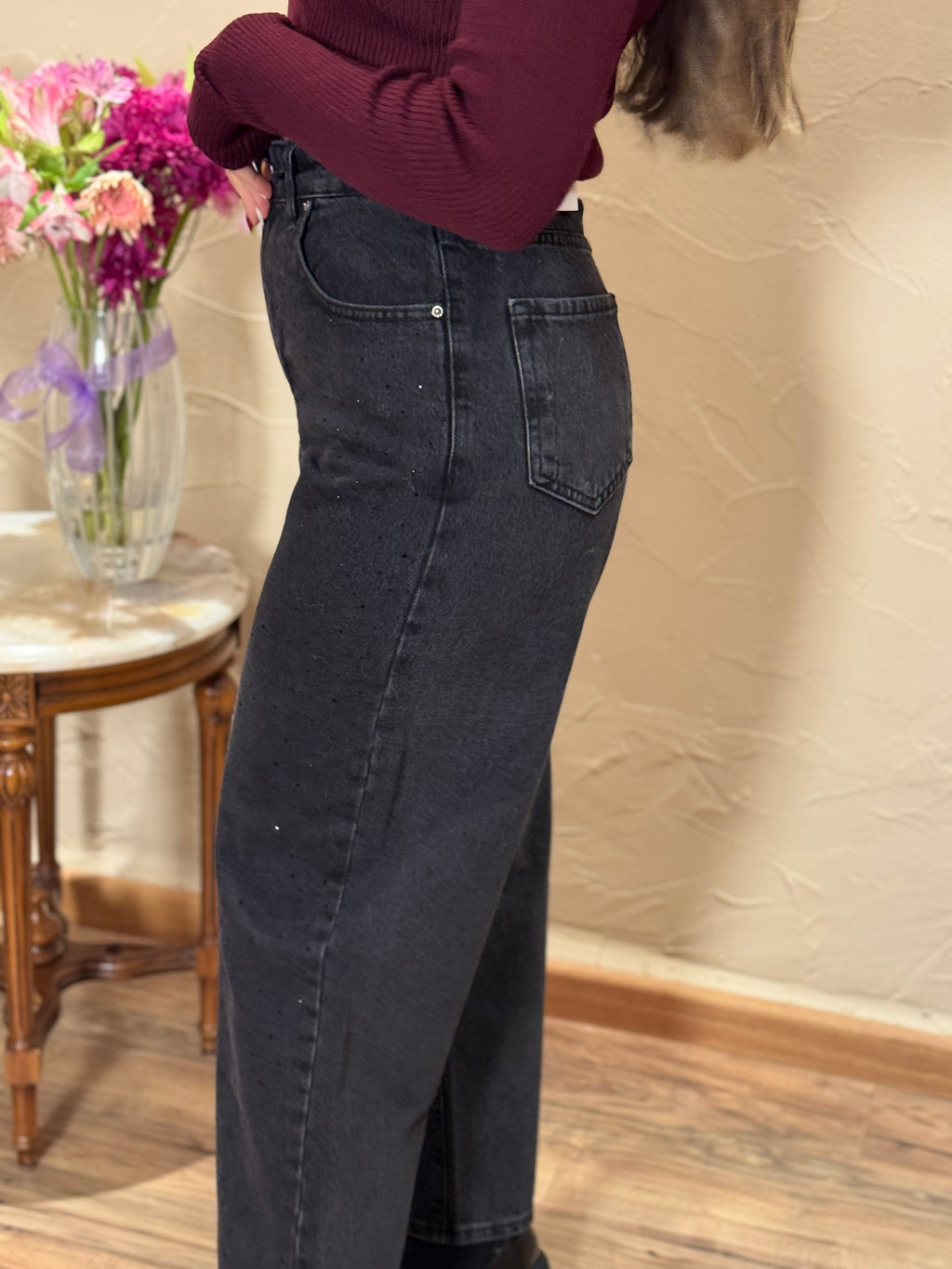 Rhinestone mom jeans